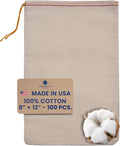 Celestial Gifts Muslin Bags with Drawstring 100pcs, 8x12 - Large Drawstring Bags Bulk - For Shoes, Parts, Gifts, Party Favors and DIY Crafts - 100% Cotton - Made in USA - (Red Hem & Orange Drawstring)