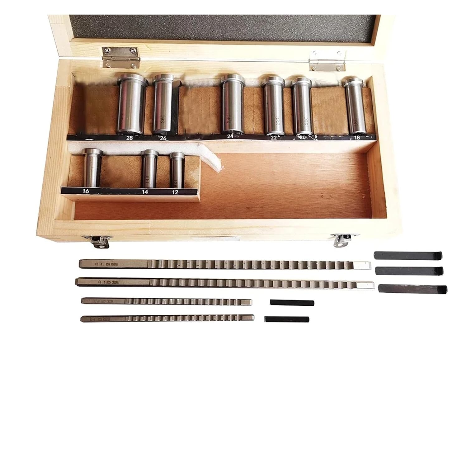 Keyway Broach, 18pcs HSS Metric Set 12-28 Cutting Broaching Bushings Keyway Tool CNC Kit Heat Resistance