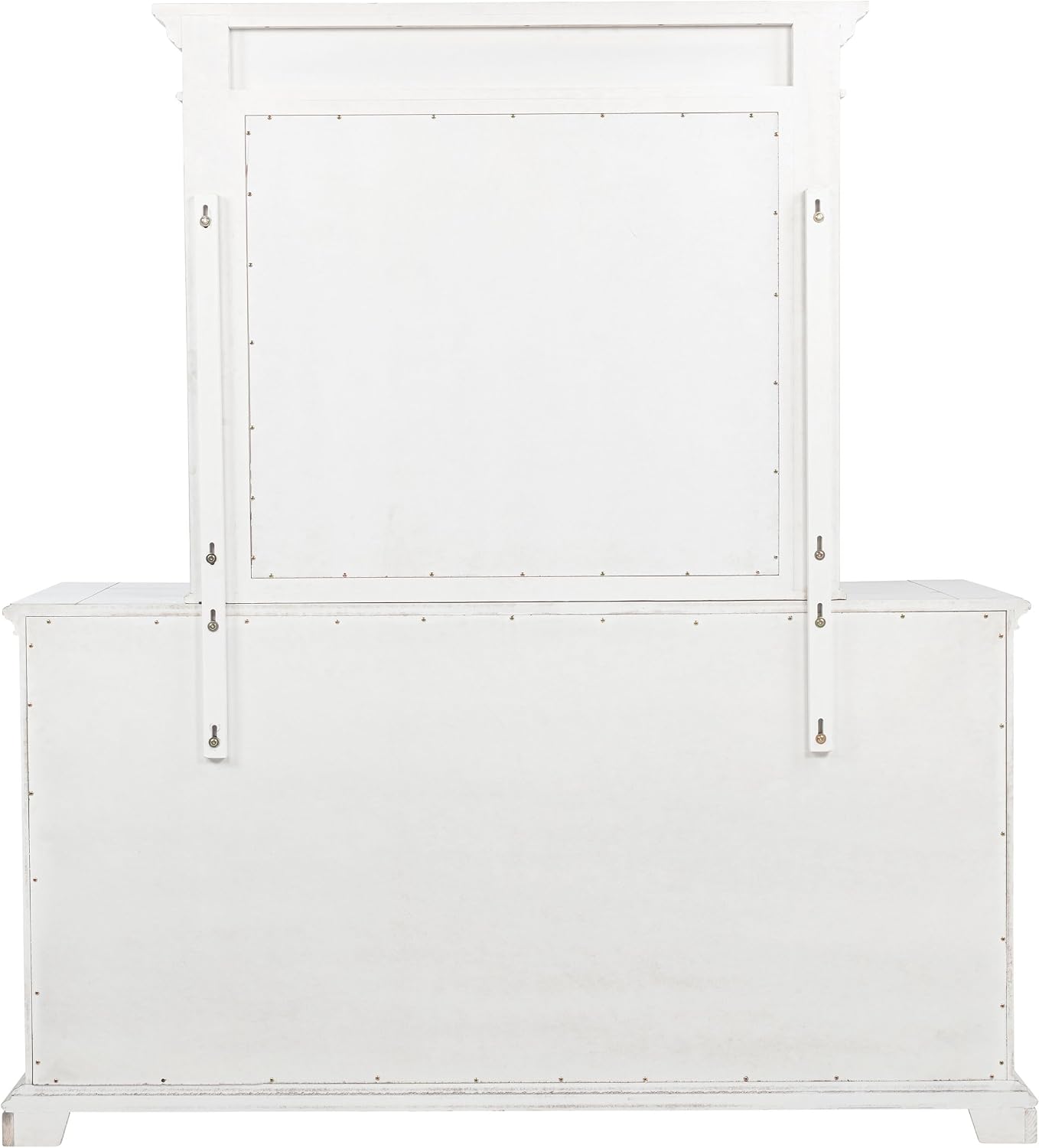 Coaster Home Furnishings - McKinney - Poplar Wood - 6-Drawer Dresser with 50-Inch Rectangular Mirror, Traditional Style, Jewelry Tray, and Antique Bronze Hardware - Bedroom - Vintage White - 215873M