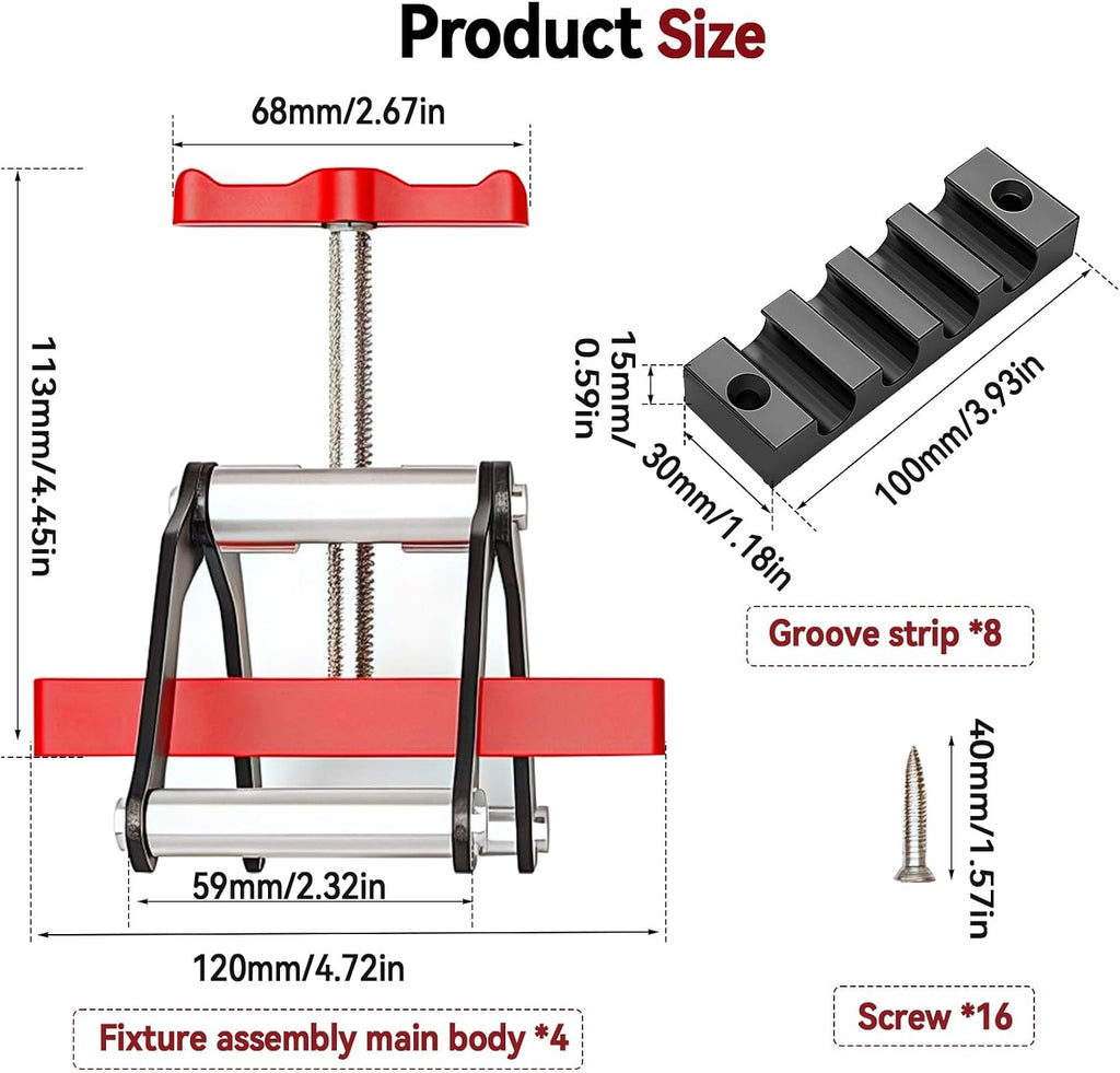 JOJOCY 4 Way Pressure Release Clamps 2-pairs, Clamping Woodworking Clamp for Flat Panel Assembly, Steel Parallel Clamp for Tabletops, Cabinets, Furniture & Precision Wood Projects