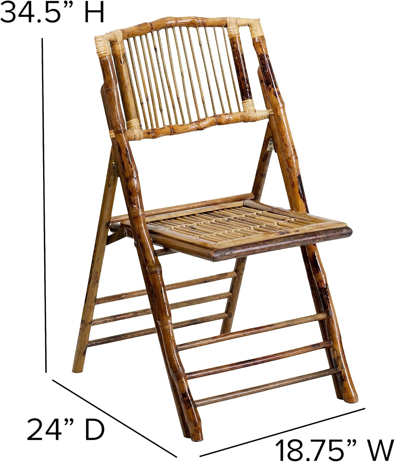Flash Furniture Folding Bohemian Bamboo Chairs with Curved Backs, Modern Bamboo Folding Dining Chairs, 300 lb. Static Weight Capacity, Set of 4