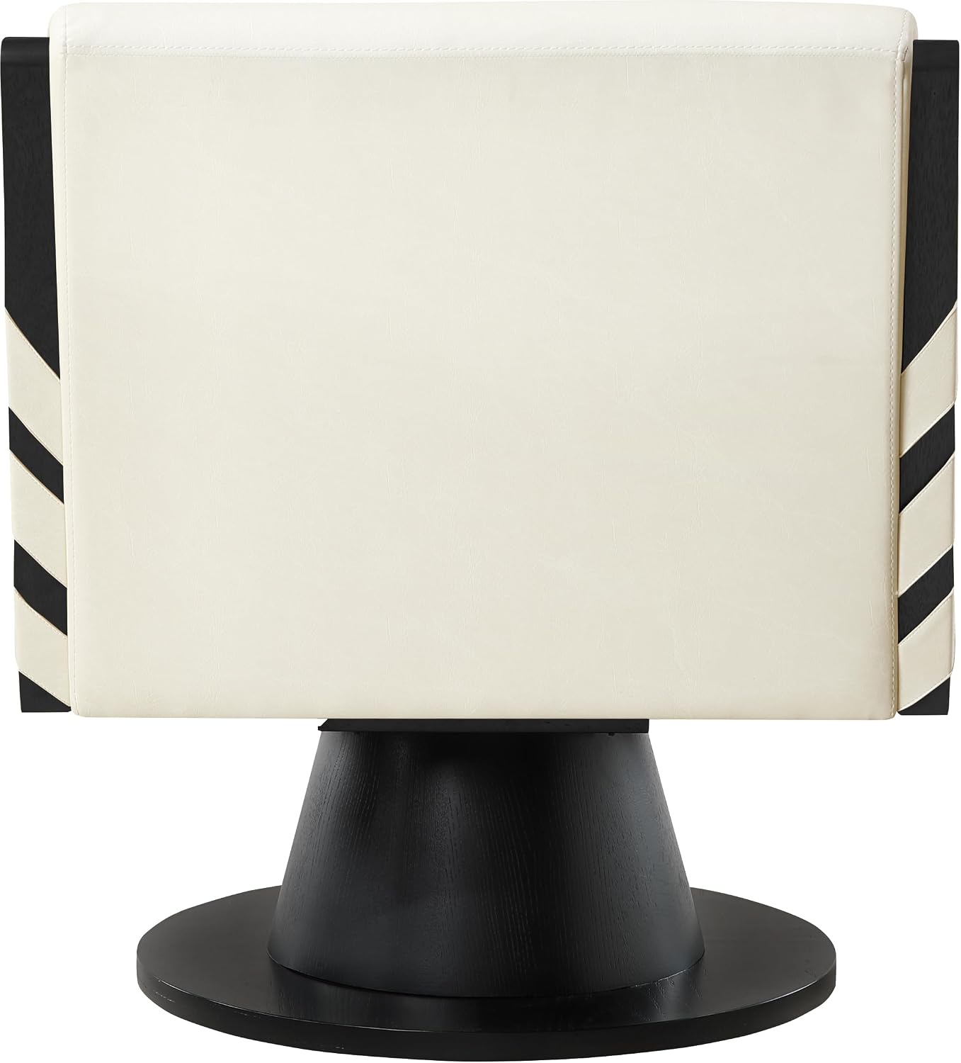 Meridian Furniture 33002Cream Millwin Collection Art Deco Swivel Accent Chair with Rich Cream Vegan Leather, Black Finish, Solid Wood Frame and Base, 28' W x 30' D x 32.5' H, Cream