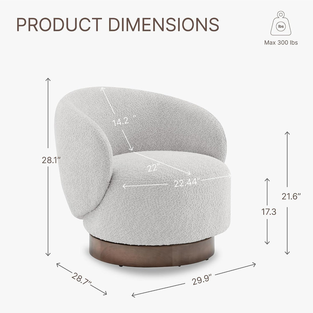 KISLOT Swivel Accent Chair Round Barrel Armchair Upholstered Performance Fabric for Living Room Bedroom Reading Waitingroom,2 PCS,Light Grey