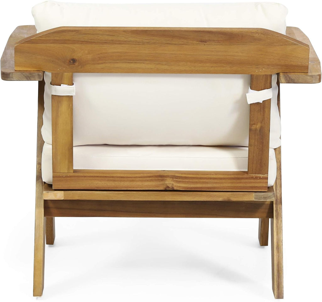 Christopher Knight Home Arcola Outdoor Club Chair with Cushion - Acacia Wood - Teak/Beige (Set of 2)