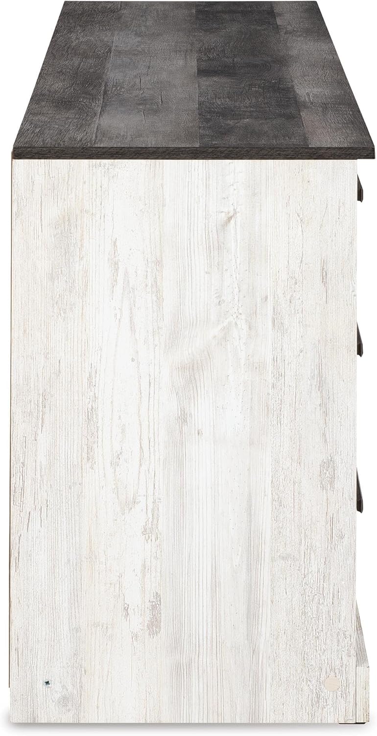 Signature Design by Ashley Shawburn Modern Farmhouse 6 Drawer Dresser, Two Tone White & Dark Gray