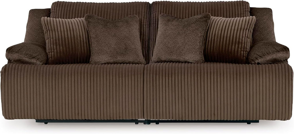 Signature Design by Ashley Top Tier Modern 2-Piece Reclining Sectional Loveseat with 4 Accent Pillows, Dark Brown