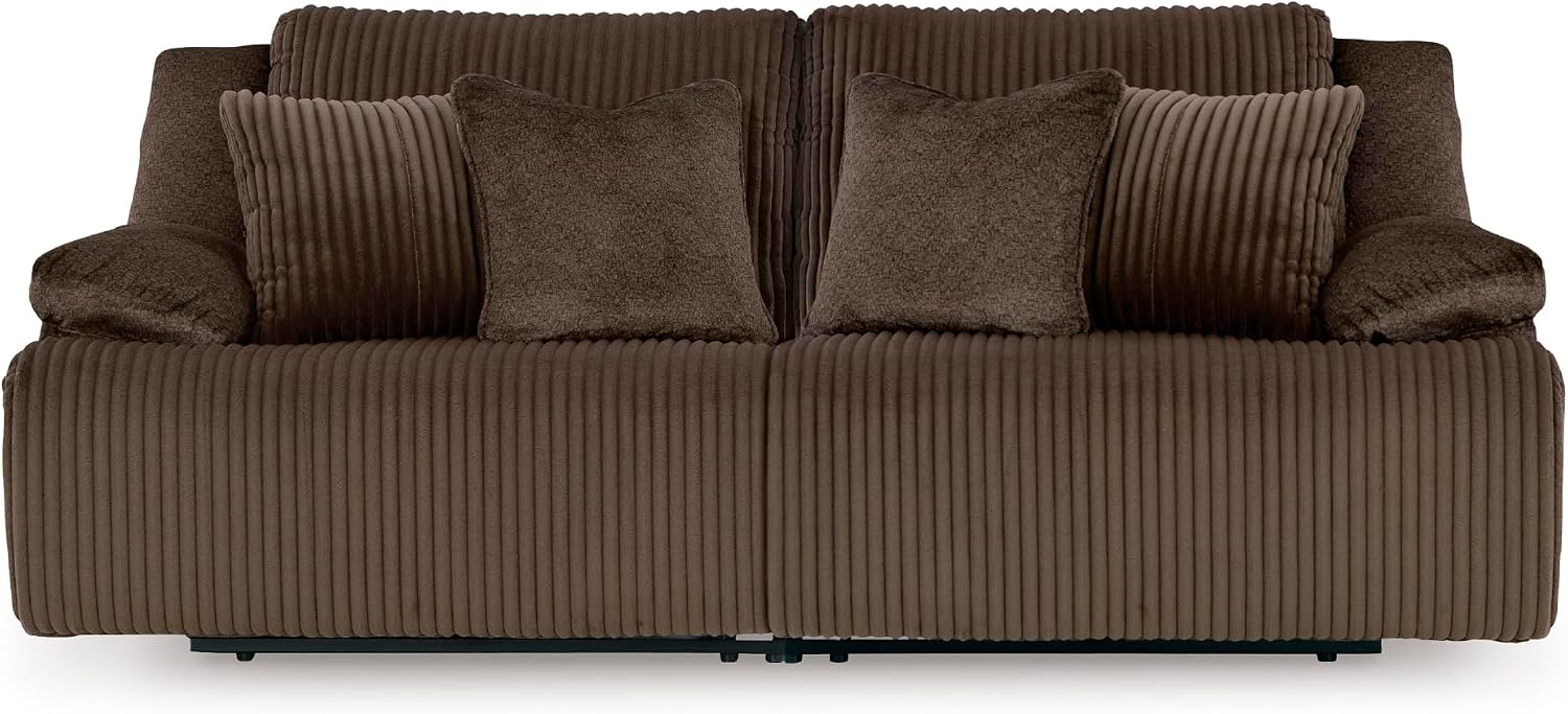 Signature Design by Ashley Top Tier Modern 2-Piece Reclining Sectional Loveseat with 4 Accent Pillows, Dark Brown