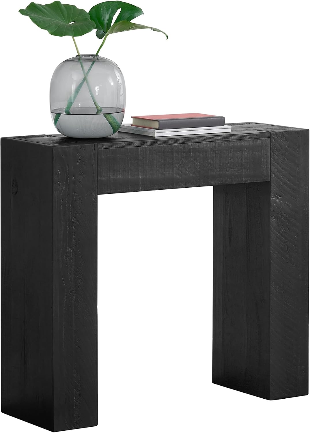 Alaterre Furniture Stockyard Solid Wood Console Table - 36 Inch Modern Farmhouse Small Entryway Table - Easy Assembly Living Room Furniture for Behind the Couch, Entryway, or Hallway (Black)