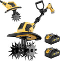 21V Cordless Tiller Cultivator, 2x4.0Ah Battery Powered Electric Garden Tiller, 360RPM Rototiller with 48 Steel Tines, 9.7' Width & 7' Depth, Lightweight Soil Tiller for Gardening