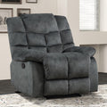 EBELLO Manual Recliner Chair, Overstuffed Reclining Sofa with Soft Padded Headrest and Armrest, Soft Fabric Single Couch for Living Room, Grey Green