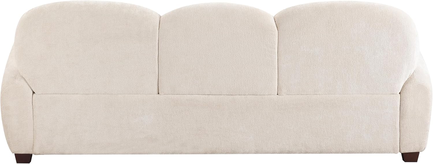 Christopher Knight Home Perla Modern Fabric Upholstered 3 Seater Sofa Couch with Pillow, Wooden Home Sofa Living Room, Comfy Cloud Couch for Bedroom, Apartment, Home Office, Light Beige