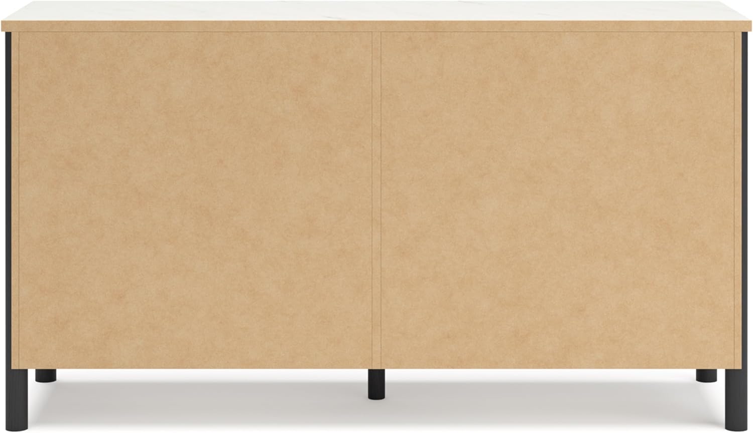 Signature Design by Ashley Cadmori 6 Drawer Dresser, Black Dresser for Bedroom, Matte Black & Replicated White Marble Top, 64' Wide, Engineered Wood Construction, Minor Assembly Required