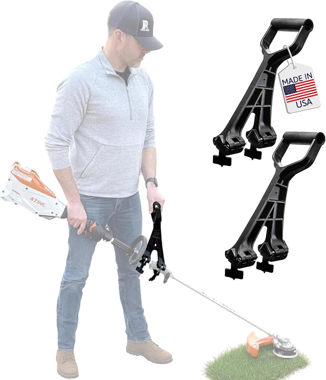 Reach Right Universal Handle Attachment for Weedeater, String Trimmer, Shovel, Rake & More | Versatile Ergonomic Back Saving Attachment for All Gardening Tools | Made in the USA | 2 Pack