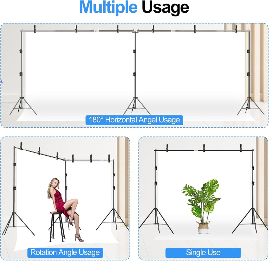FUDESY 10x20ft Backdrop Stand Heavy Duty Adjustable Photography Background Support System with Angle Rotatable Connector, Spring Clamps, Sandbags, Ring Clips, Carry Bag for Photo Video Studio, Wedding
