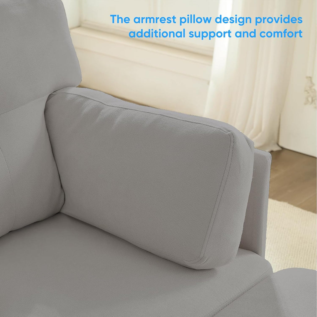PUREMIND Sectional Home Sofa Living Room, Modern U-Shaped Sofa Couches with Double Chaise, Upholstered 4 Seater Sofa for Living Room, Apartment, Light Grey