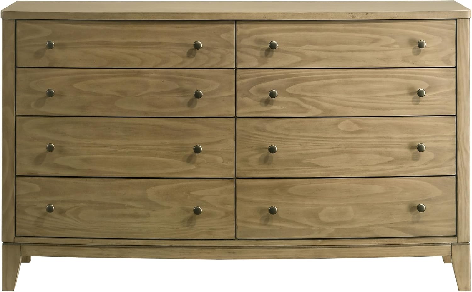 Coaster Home Furnishings - Granada - Solid Pine - 8-Drawer Dresser with Modern Classic Style, Curved Front, Antique Nickel Hardware, Felt-Lined Tops, Round Knobs - Bedroom - Natural Pine - 224923