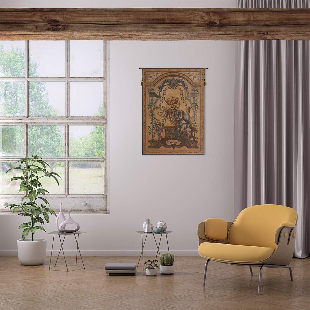 Charlotte Home Furnishings Inc. Dame Au Blason French Tapestry Wall Hanging, 58 X 44 Inch, Viscose Cotton And Polyester Blend Wall Art, Woven In France, Perfect For Home Decor And Wall Decor