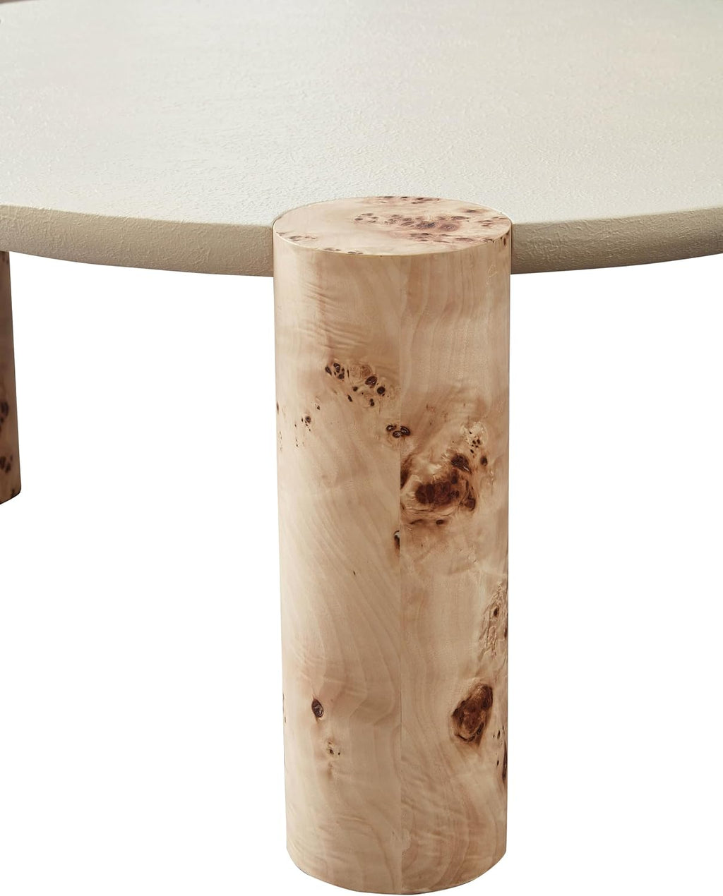 Meridian Furniture 99037-CT Thor Collection Modern | Contemporary Coffee Table with Rich Burl Veneer Legs, White Resin Top, 37.5' W x 37.5' D x 16' H