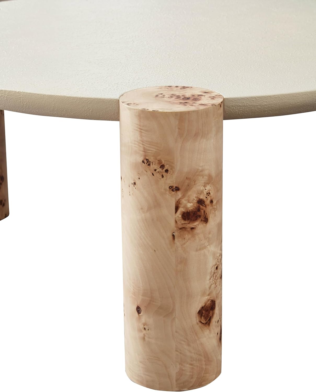 Meridian Furniture 99037-CT Thor Collection Modern | Contemporary Coffee Table with Rich Burl Veneer Legs, White Resin Top, 37.5' W x 37.5' D x 16' H
