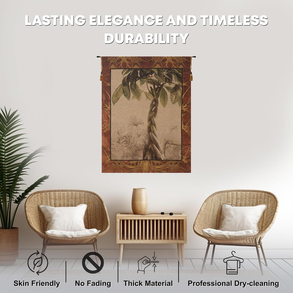 Charlotte Home Furnishings Inc. Le Ficus French Tapestry Wall Hanging, 60 X 44 Inch, Viscose Cotton And Polyester Blend Wall Art, Woven In France, Perfect For Home Decor And Wall Decor