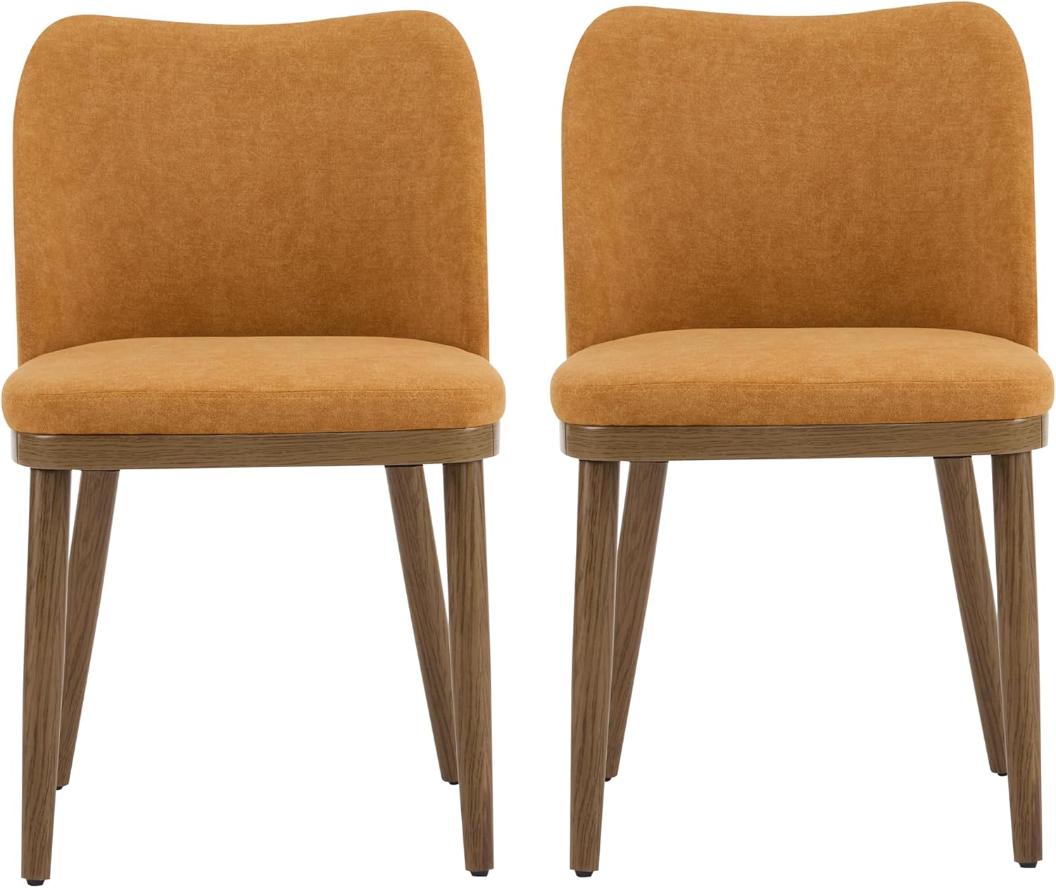 Christopher Knight Home Set of 2 Ringo Fabric Upholstered Dining Chairs,Rubberwood Frame, Curved Backrest,Foam-Filled Cushion, Armless Accent Chair/Side Chair for Dining Room/Kitchen, Ginger+Walnut