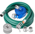 VEVOR Suction Hose Kit for Water Pump, with 2 in x 65 ft Blue Backwash Hose, 20 ft Green Suction Hose, and Steel Round Hole Strainer, Camlocks, Clamps, Cam & Groove Adapter, for Multiple Purposes