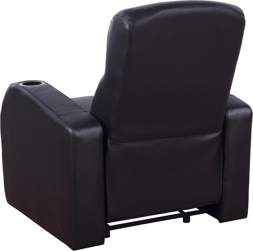 Coaster Home Furnishings - Cyrus - Wood - 7-Piece Upholstered Theater Seating with Cup Holders, Manual Recline and Hidden Storage - Living Room & Home Theater - Black - 600001-S5B