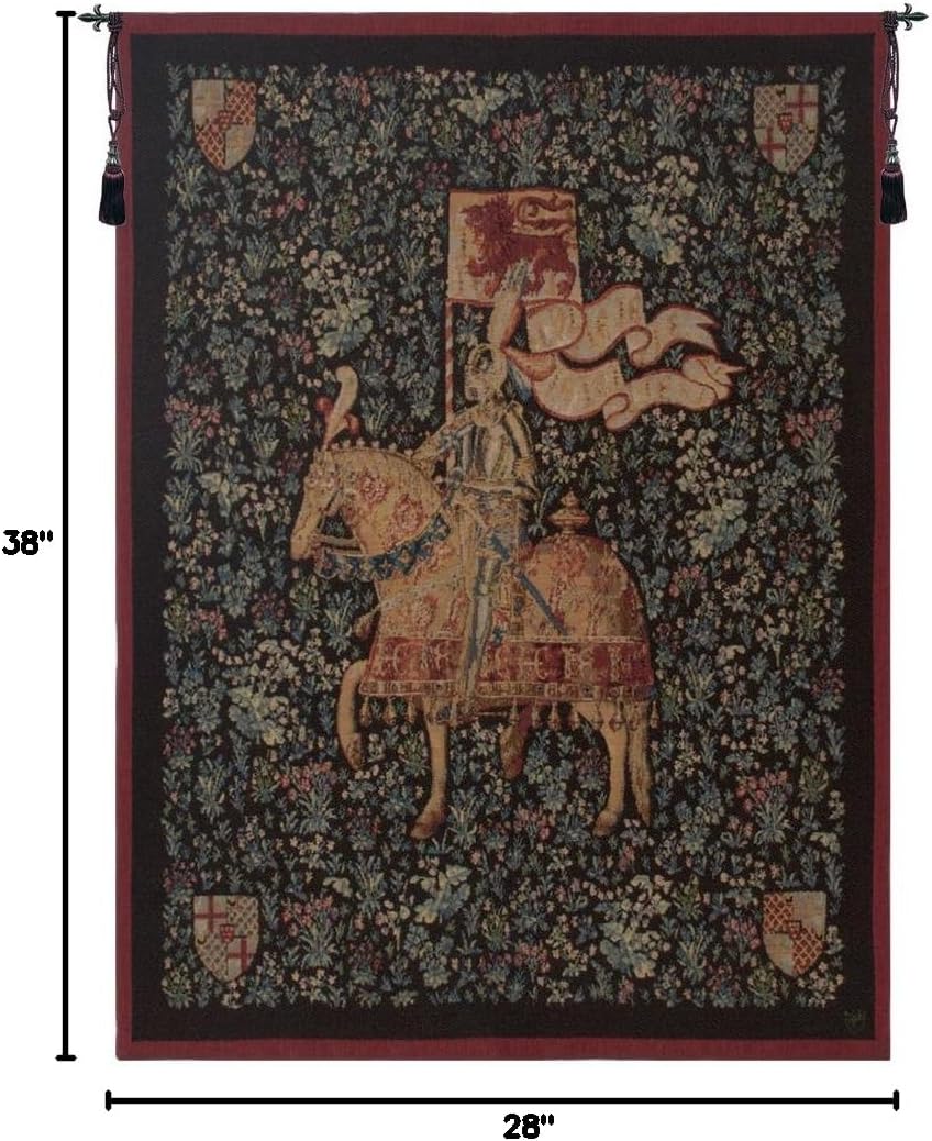 Charlotte Home Furnishings Inc. Le Chevalier French Tapestry Wall Hanging, 38 X 28 Inch, Viscose Cotton And Polyester Blend Wall Art, Woven In France, Perfect gor Home Decor And Wall Decor