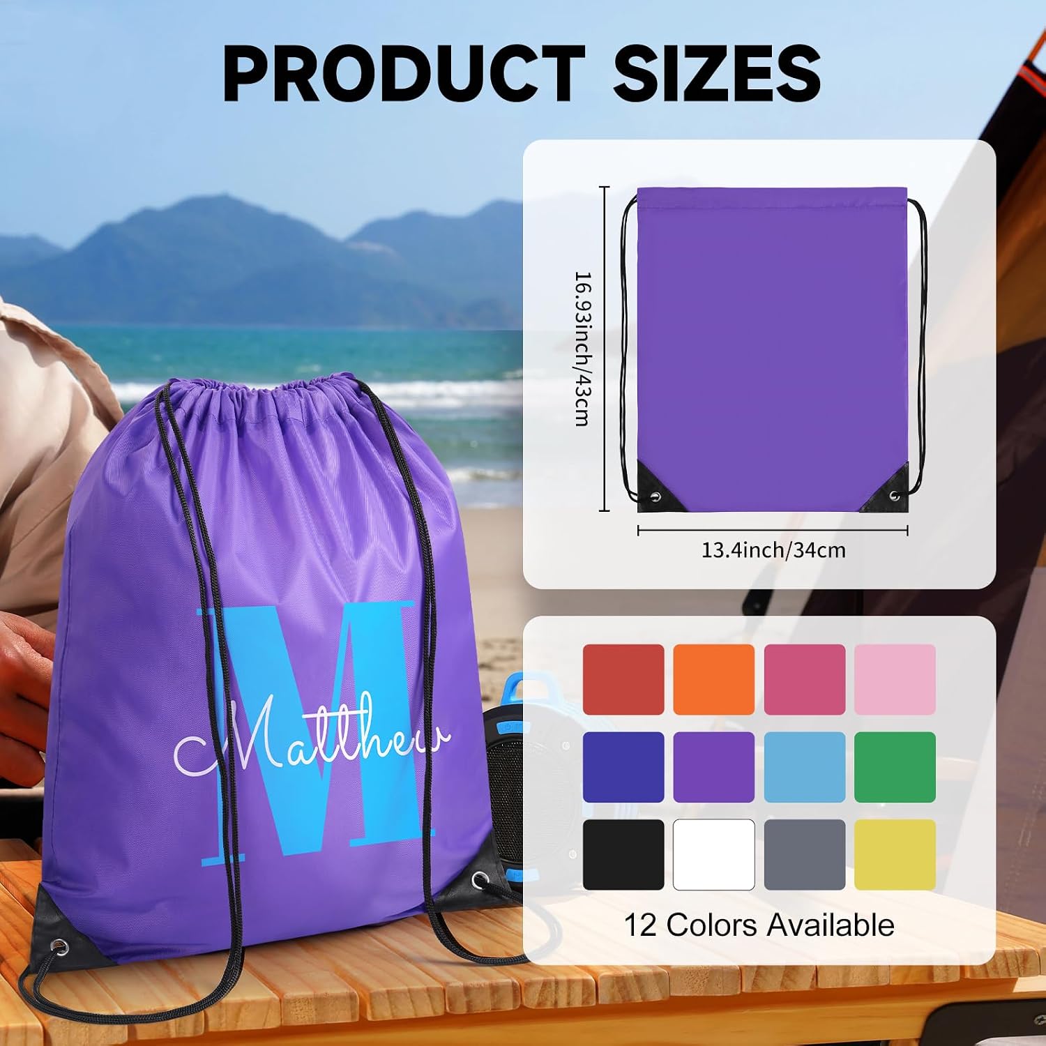 Custom Drawstring Backpack bags 10/50/100/500Pack, Promotional Items With Your Logo, Bulk Personalized Draw String Back Bag for Travelling, Gym and for Everyday Use