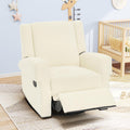 Merax Manual Recliner Chair with Swivel and Rocker, 2-Position Chenille Recliner Sofa with Pull Handle, Compact Recliner for Living Room, Nursery, Home Theater, White