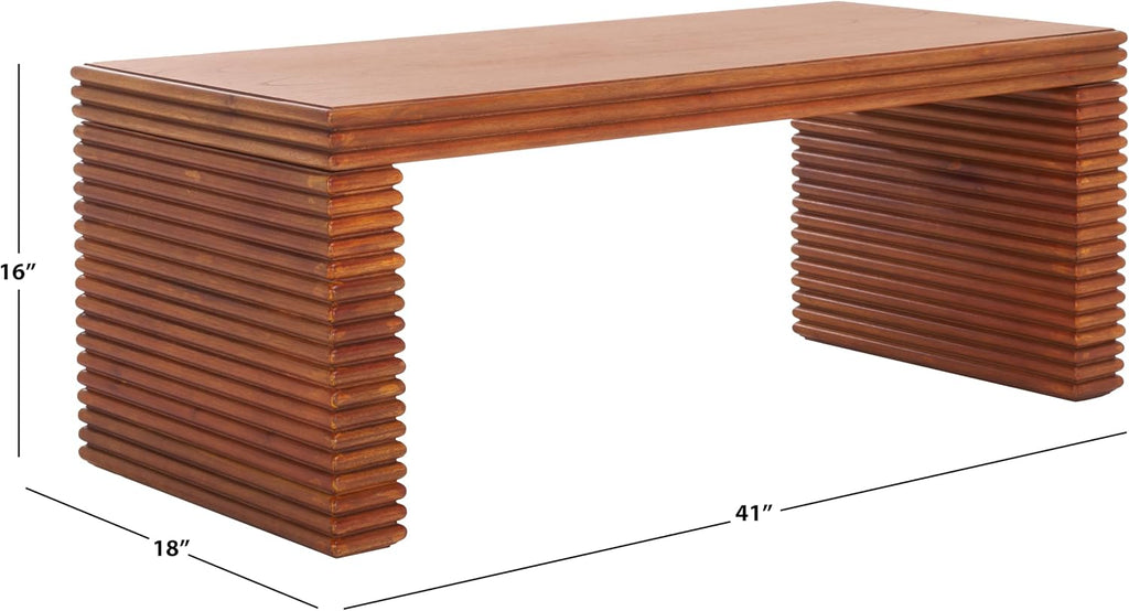 SAFAVIEH Home Collection Virginie Natural Brown Rectangle Coffee Table