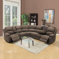 Reclining Sectional Sofa Set, L Shaped Recliner Couch with Cup Holder and Storage Console for Home Theater & Living Room, Camel