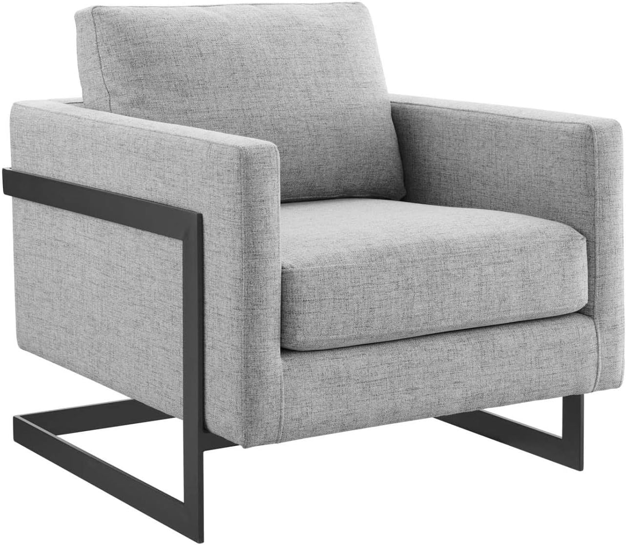 Posse Upholstered Fabric Accent Chair in Black Light Gray
