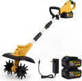 21V Cordless Tiller Cultivator, 360RPM Electric Garden Tiller with 2 x 3.0Ah Batteries, 9-Inch Width & 7-Inch Depth, Lightweight Rototiller for Raised Beds, Flower Beds & Soil Cultivation