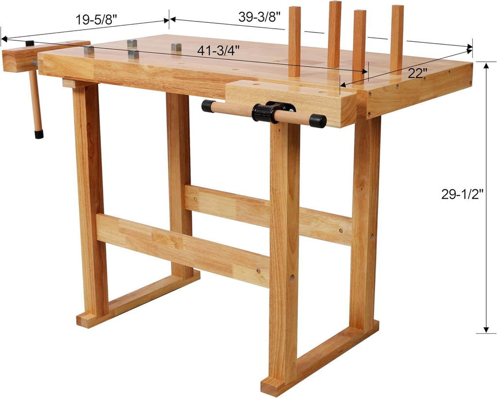 Montary 40' Wood Workbench, Heavy Duty Woodworking Bench with Adjustable Handle, 330Lbs Load Capacity Woodworking Table Work Bench for Garage, Workshop, Home Storage