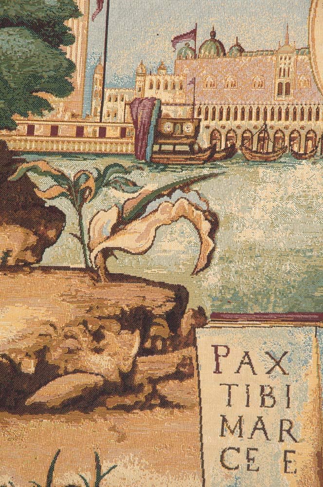 Charlotte Home Furnishings Inc. Lion Arrives In Venice Italian Tapestry Wall Hanging 26 X 46 Inch Viscose Cotton And Polyester Blend Wall Art Perfect for Home And Wall Decor By Vittore Carpaccio