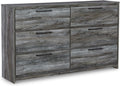 Signature Design by Ashley Baystorm Rustic Coastal 6 Drawer Dresser, Smoky Gray