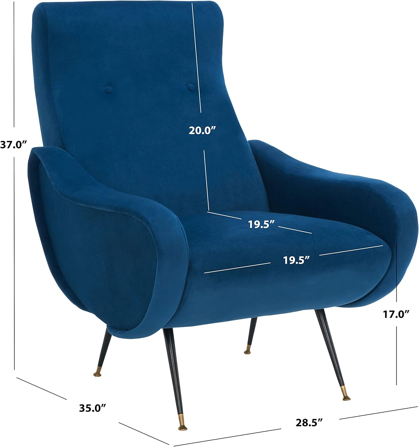 Safavieh Home Collection Elicia Retro Navy Velvet Accent Chair