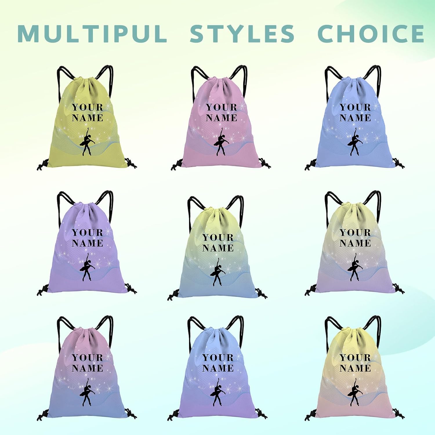 Custom Drawstring Backpack with Name Personalized Bulk Soccer Beach Draw String Bags for Small Business Swim Sport Camping Vacation Travel Gym Men Women-20 PCS
