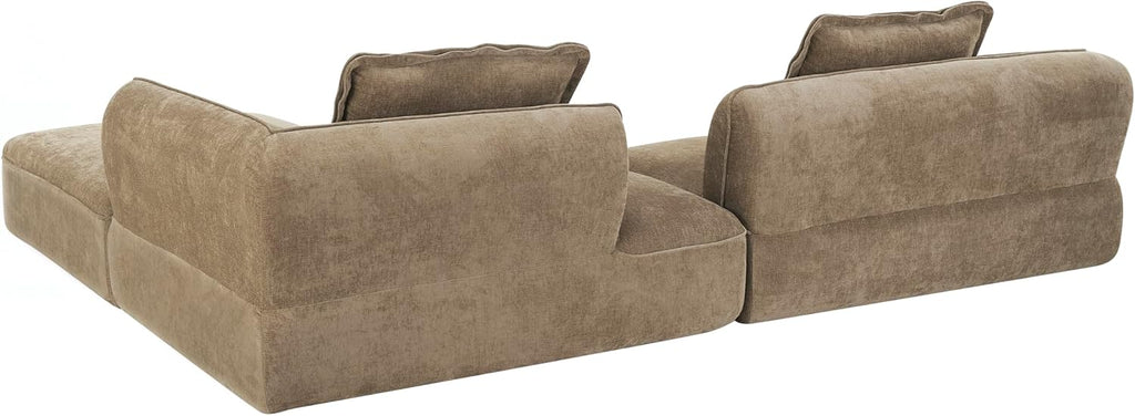 Christopher Knight Home Zacha 121' Modular L-Shape Sofa Couch with Chaise Lounge, Modern Boneless Sofa for Living Room, Fabric Upholstered Cloud Couch with Deep Seat, Dark Beige