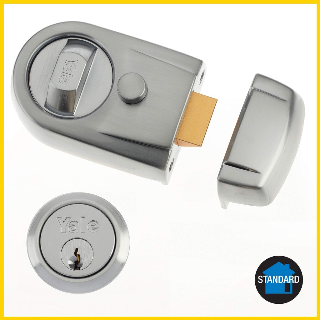 Yale P-Y3-SC-SC-60 - Contemporary Nightlatch - 60mm - Satin Chrome Finish - Standard Security