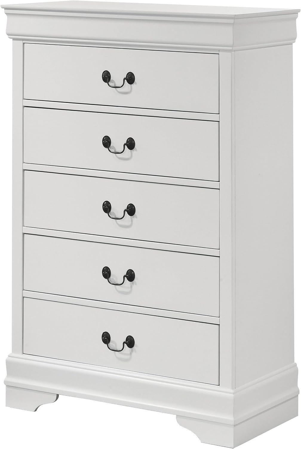 Coaster Home Furnishings - Louis Philippe - Wood - 5-Drawer Chest with Bail Handles, Molded Trim and Bracket Feet - Traditional - Bedroom - White - 202445