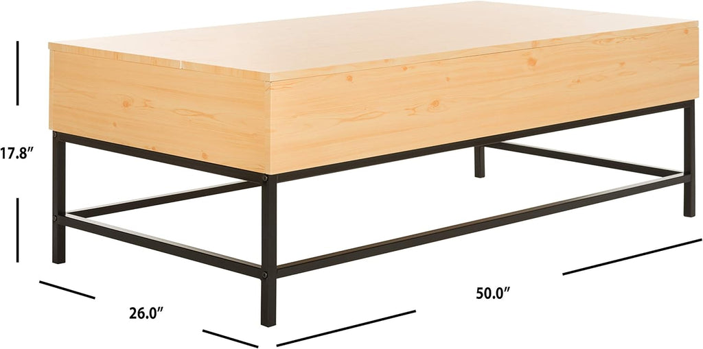 Safavieh Home Gina Light Oak and Black Lift-Top Storage Coffee Table