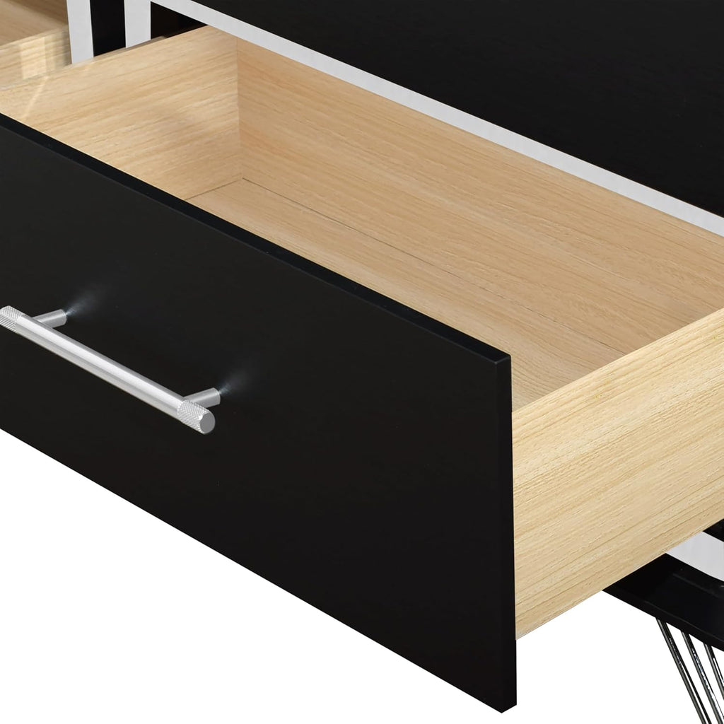 New Classic Furniture Ava 2-Piece Wood Dresser and Mirror Set, Ebony Black
