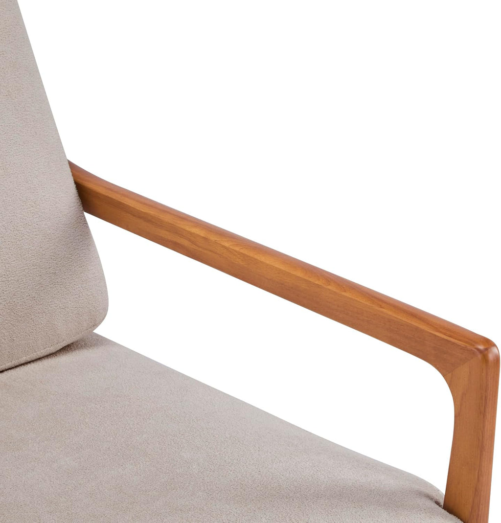 Christopher Knight Home Nadine Upholstered Accent Chair, Wooden Club Chair, Cushions Support Armchair, Comfy Lounge, Single Reading Sofa, Solid Wood Frame Armchair for Living Room Home, Light Gray