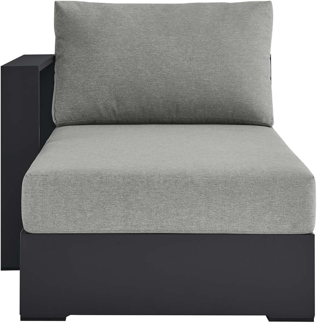 Modway Tahoe Aluminum Outdoor Chaise Lounge Gray with Weather-Resistant Cushions, Modular Left-Facing Patio Lounger for Pool Furniture or Sectional Sofa Set