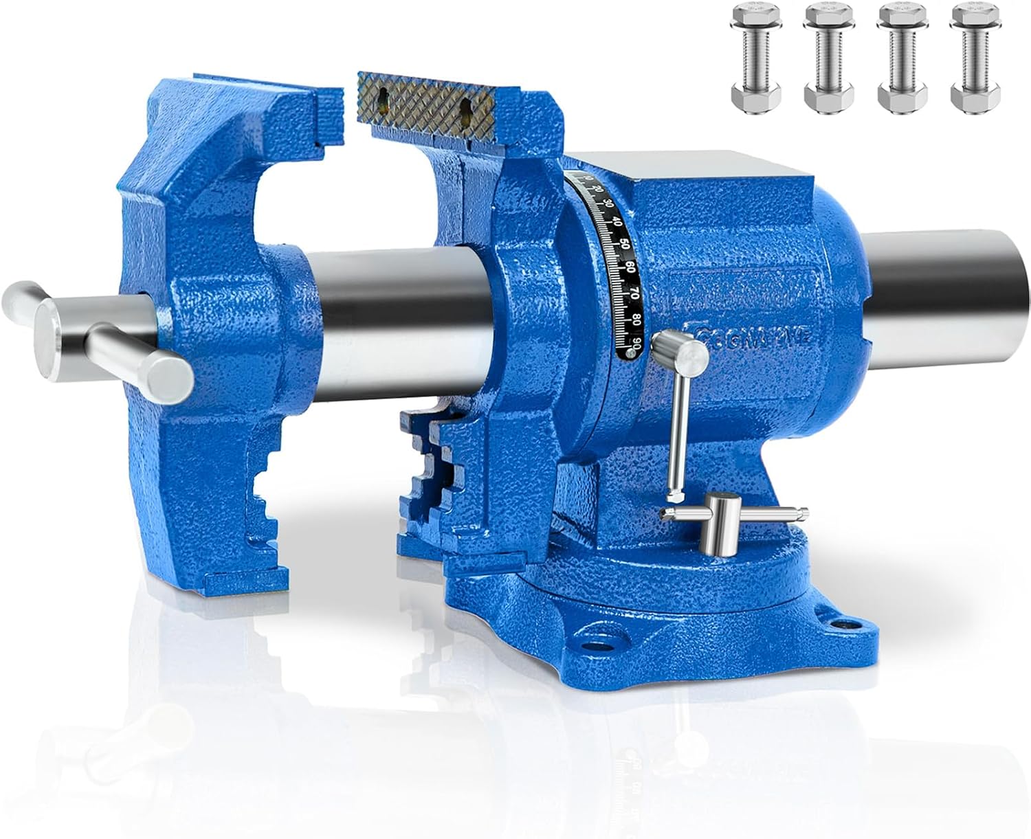 5-Inch Heavy Duty Bench Vise Ductile Iron Bench Vise 360° Multi-Purpose Bench Vice with Anvil, Clamp force 4000KG, Blue