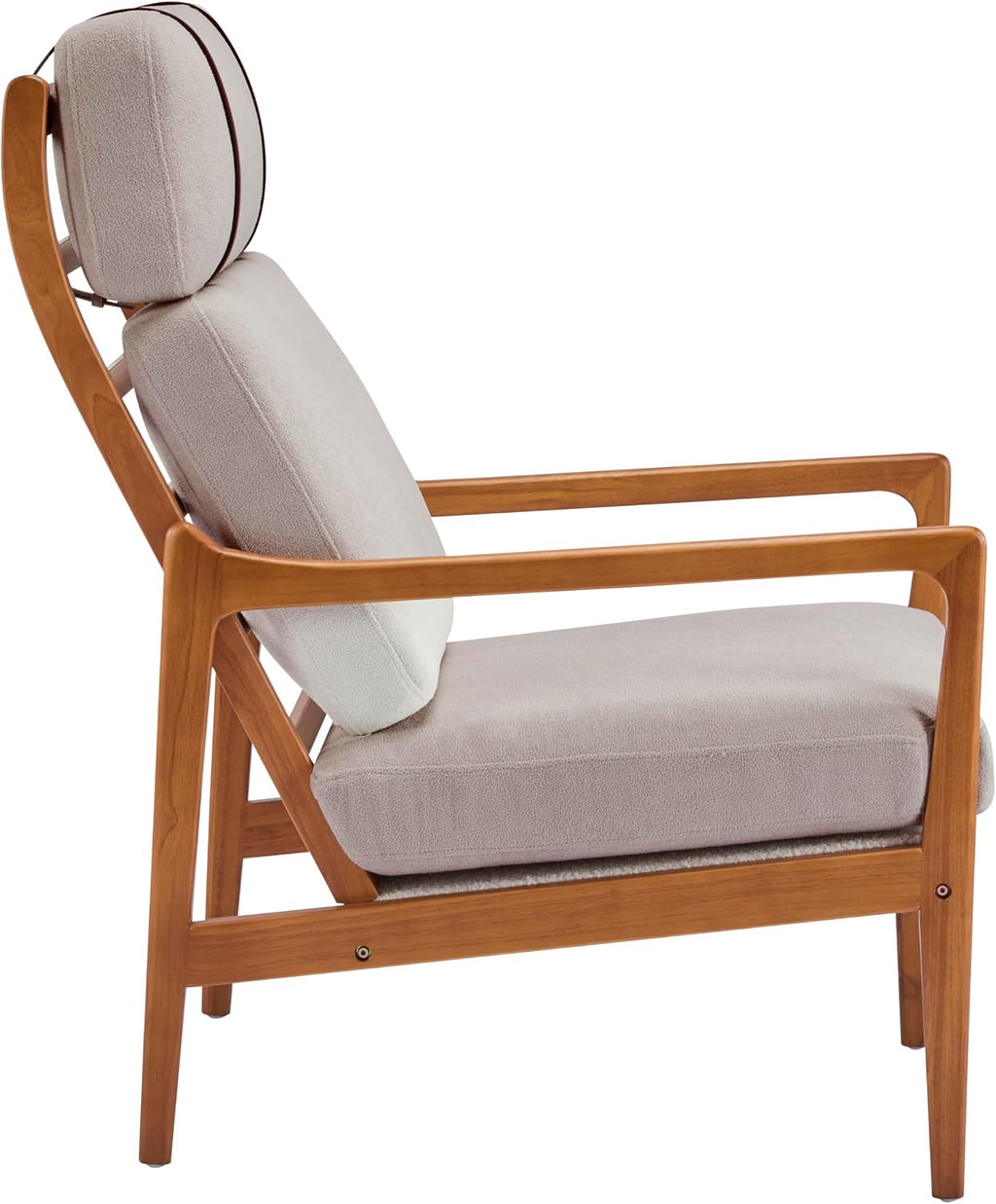 Christopher Knight Home Nadine Upholstered Accent Chair, Wooden Club Chair, Cushions Support Armchair, Comfy Lounge, Single Reading Sofa, Solid Wood Frame Armchair for Living Room Home, Light Gray