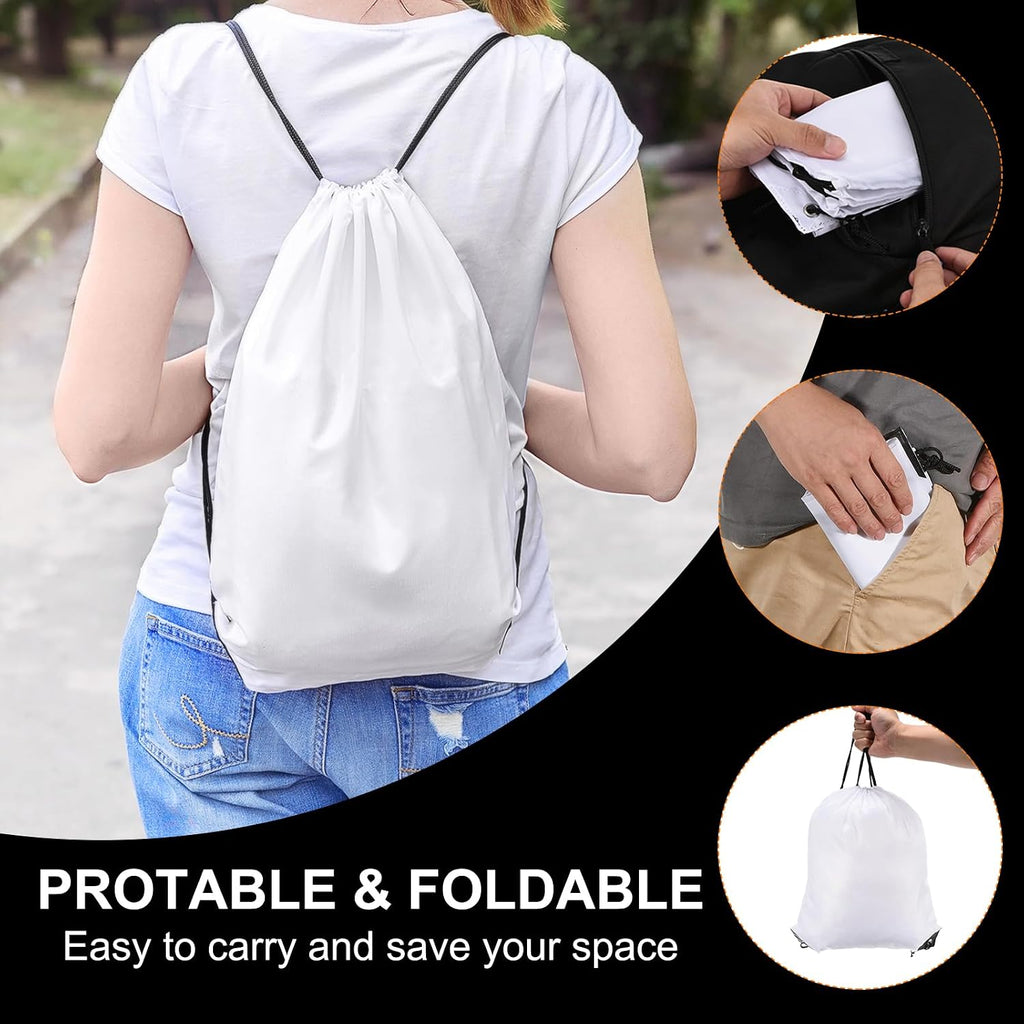 PATIKIL Drawstring Backpack Bulk 100 Pack Draw String Bags 210D Polyester Gym Cinch Sack for Women Men Gym Sport Travel Party, Black (16.5' x 13.3')