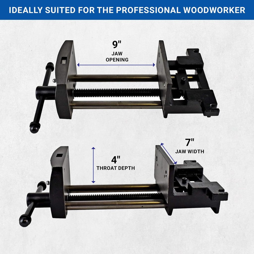 Yost Vises 7WW-DI 7' Heavy-Duty Ductile Iron Woodworker's Vise, Black